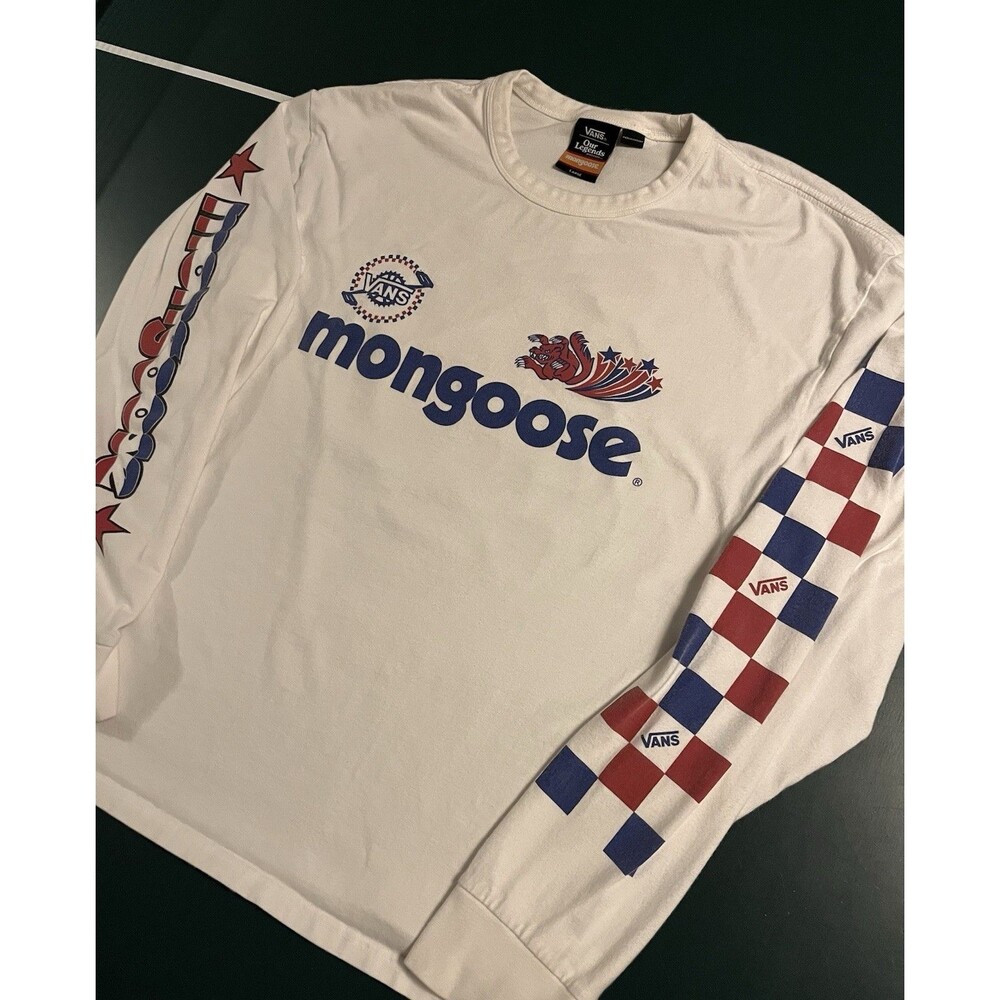 Vans Our Legends Mongoose Racing Men’s LARGE Long Sleeve Shirt BMX Graphic White